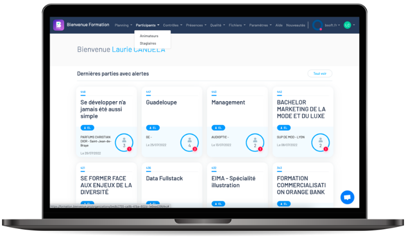 screenshot of Bienvenue Formation